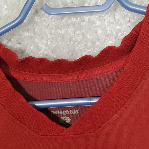 Patagonia Men V Neck Long Sleeve Shirt Size Small Orange Pullover Hiking‎ READ - Picture 5 of 13